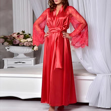 Charger l'image dans la galerie, Kimono Sexy Transparent Longue – Robe Lingerie Dentelle Maille | Nuisette Femme