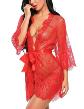 Charger l'image dans la galerie, Kimono Sexy Dentelle Transparent + String – Ensemble Lingerie V-Neck | Set Complet