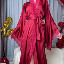 Charger l'image dans la galerie, Kimono Long Sexy Dentelle Lacets – Peignoir Fashion Femme | Robe Nuit Moderne