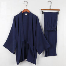 Charger l'image dans la galerie, Kimono Pyjama Homme Japonais – Ensemble Coton Longue Manche | Grandes Tailles