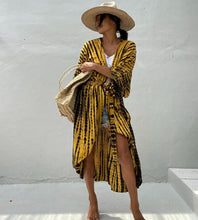 Charger l'image dans la galerie, Beach Cover Ups For Swimwear Women Black Tie Dye Kimono Swimsuit Cape Summer Dress 2022 Beachwear