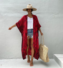 Charger l'image dans la galerie, Beach Cover Ups For Swimwear Women Black Tie Dye Kimono Swimsuit Cape Summer Dress 2022 Beachwear