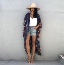 Charger l'image dans la galerie, Beach Cover Ups for Swimwear Women Black Tie Dye Kimono Swimwear Cape Summer Dress