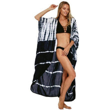Charger l'image dans la galerie, CARDIGAN KIMONO BOHÈME NOIR BLANC ZEBRE POUR FEMME, kimono d'été stylé.