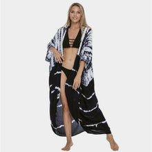Charger l'image dans la galerie, CARDIGAN KIMONO BOHÈME NOIR BLANC ZEBRE POUR FEMME, kimono d'été stylé.
