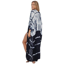 Charger l'image dans la galerie, CARDIGAN KIMONO BOHÈME NOIR BLANC ZEBRE POUR FEMME, kimono d'été stylé.