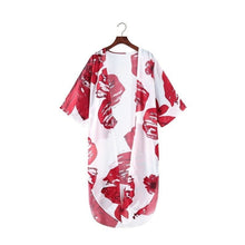 Charger l'image dans la galerie, CARDIGAN KIMONO IMPRIMÉ COQUELICOT BOHO POUR FEMME imprimé coco, stylé et confortable. - Kimono Japonais
