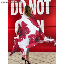 Charger l'image dans la galerie, CARDIGAN KIMONO IMPRIMÉ COQUELICOT BOHO POUR FEMME imprimé coco, stylé et confortable. - Kimono Japonais