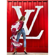 Charger l'image dans la galerie, CARDIGAN KIMONO IMPRIMÉ COQUELICOT BOHO POUR FEMME imprimé coco, stylé et confortable. - Kimono Japonais