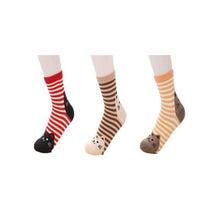 Charger l'image dans la galerie, Chaussettes Japonaises Kawaii Neko Kitty à rayures - Kimono Japonais