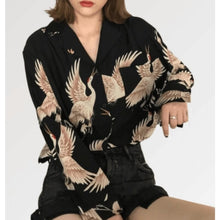 Charger l'image dans la galerie, Chemise Femme motif Grues japonaises - Kimono Japonais
