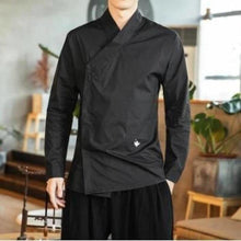 Charger l'image dans la galerie, Chemise Homme Empereur Kimonos Cardigan Street Mixte Kimonojaponais Noir 5XL
