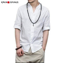 Charger l'image dans la galerie, Chemise Homme en lin à col V ´´Loa´´ Kimonos Cardigan Street Mixte Kimonojaponais