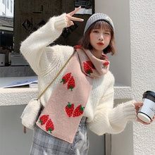 Charger l'image dans la galerie, Echarpe Japonaise Kawaii imprimé fraise - Kimono Japonais