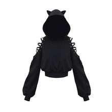 Charger l'image dans la galerie, Hoodie Kawaii chat noir - Kimono Japonais