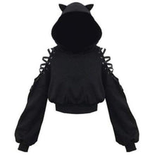 Charger l'image dans la galerie, Hoodie Kawaii chat noir - Kimono Japonais