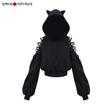 Charger l'image dans la galerie, Hoodie Kawaii chat noir - Kimono Japonais