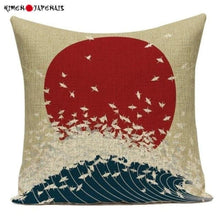 Charger l'image dans la galerie, Housse de coussin envol de grues - Kimono Japonais