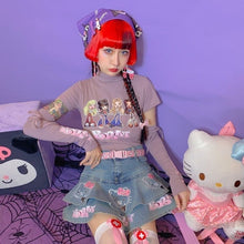 Charger l'image dans la galerie, JUPE KAWAII STYLE KITTY EN DENIM - Kimono Japonais