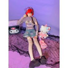 Charger l'image dans la galerie, JUPE KAWAII STYLE KITTY EN DENIM - Kimono Japonais