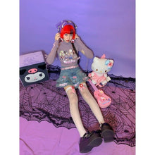 Charger l'image dans la galerie, JUPE KAWAII STYLE KITTY EN DENIM - Kimono Japonais