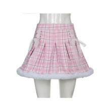 Charger l'image dans la galerie, JUPE PRINCESSE KAWAII EN FOURRURE À CARREAUX BLEUS - Kimono Japonais