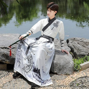KIMONO BLANC SAMOURAÏ TIGRE - Kimono Japonais