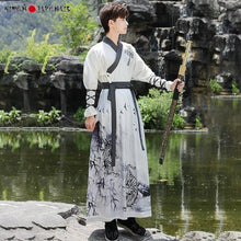 Charger l'image dans la galerie, KIMONO BLANC SAMOURAÏ TIGRE Kimono samouraï avec imprimés tigres, laçage noir et ceinture kaku-obi pour un look élégant et unique.