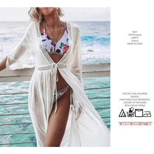Charger l'image dans la galerie, KIMONO FEMME BLANC DE PLAGE BRODERIE - Kimono Japonais