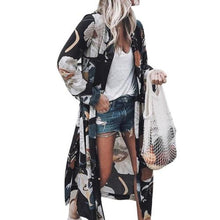 Charger l'image dans la galerie, 2021 Summer Women Chiffon Floral Kimono Beach Cardigan Sheer Cover Up Swimwear Long Sleeve Blouse