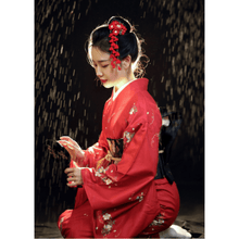 Charger l&#39;image dans la galerie, Japanese Womens Yukata Traditional Kimono Robe Photography Dress Cosplay Costume Red Color Flower
