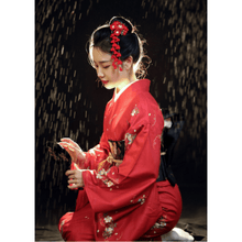 Charger l'image dans la galerie, Japanese Womens Yukata Traditional Kimono Robe Photography Dress Cosplay Costume Red Color Flower