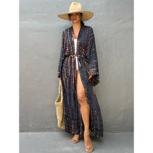 Charger l'image dans la galerie, KIMONO FEMME SABLE NOIR - Kimono Japonais