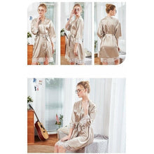 Charger l'image dans la galerie, Kimono Femme Satin Champagne Dentelles - Kimono Japonais
