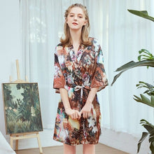 Charger l'image dans la galerie, Kimono Femme Satin couleurs nature - Kimono Japonais