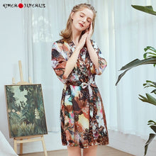 Charger l'image dans la galerie, Kimono Femme Satin couleurs nature - Kimono Japonais
