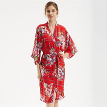 Charger l'image dans la galerie, Kimono Femme Satin Pourpre floral - Kimono Japonais