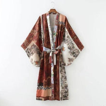 Charger l&#39;image dans la galerie, Kimono Femme Satin Safari - Kimono Japonais
