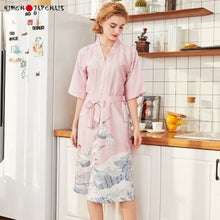 Charger l'image dans la galerie, Kimono Femme Satin Vague Japonaise - Kimono Japonais