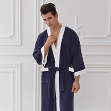 Charger l'image dans la galerie, Kimono Homme Soft Touch en coton avec col élégant et ceinture ajustable.