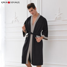 Charger l'image dans la galerie, Kimono Homme Soft Touch en coton avec col élégant et ceinture ajustable.
