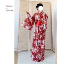Charger l'image dans la galerie, Kimono Traditionnel Tsubasa Kimono Femme Kimonojaponais rouge + ceinture