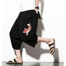 Charger l'image dans la galerie, Pantacourt Black Carpe Koi Pantalon court Mixte Kimonojaponais