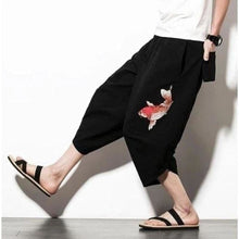 Charger l'image dans la galerie, Pantacourt Black Carpe Koi Pantalon court Mixte Kimonojaponais