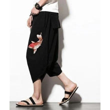 Charger l'image dans la galerie, Pantacourt Black Carpe Koi Pantalon court Mixte Kimonojaponais