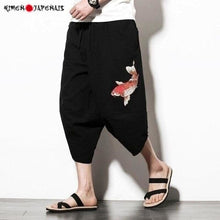 Charger l'image dans la galerie, Pantacourt Black Carpe Koi Pantalon court Mixte Kimonojaponais