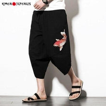 Charger l'image dans la galerie, Pantacourt Kimono Noir Carpe Koi du Japon Kimonojaponais Black M