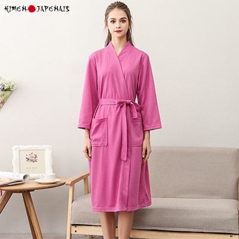 Yukata Sakura Haori Peignoir Bain - Kimono Japonais Coton Mélangé, Taille Unique