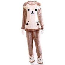Charger l'image dans la galerie, Pyjama Japonais d´hiver Femme ´´Ours brun´´ Pyjama Jinbei Femme Kimonojaponais