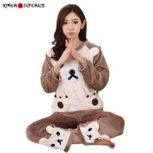 Charger l'image dans la galerie, Pyjama Japonais d´hiver Femme ´´Ours brun´´ Pyjama Jinbei Femme Kimonojaponais